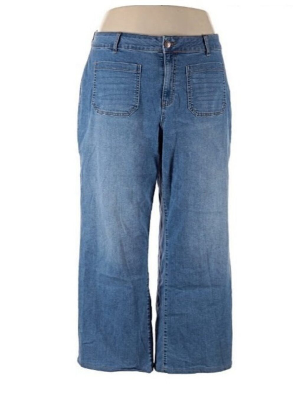 Westbound Womens Culotte Jeans Size 20W Blue Wide Leg Cropped Denim Pants - Picture 2 of 5
